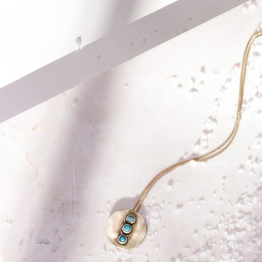 Commonform Gallatin Long Necklace in turquoise and brass